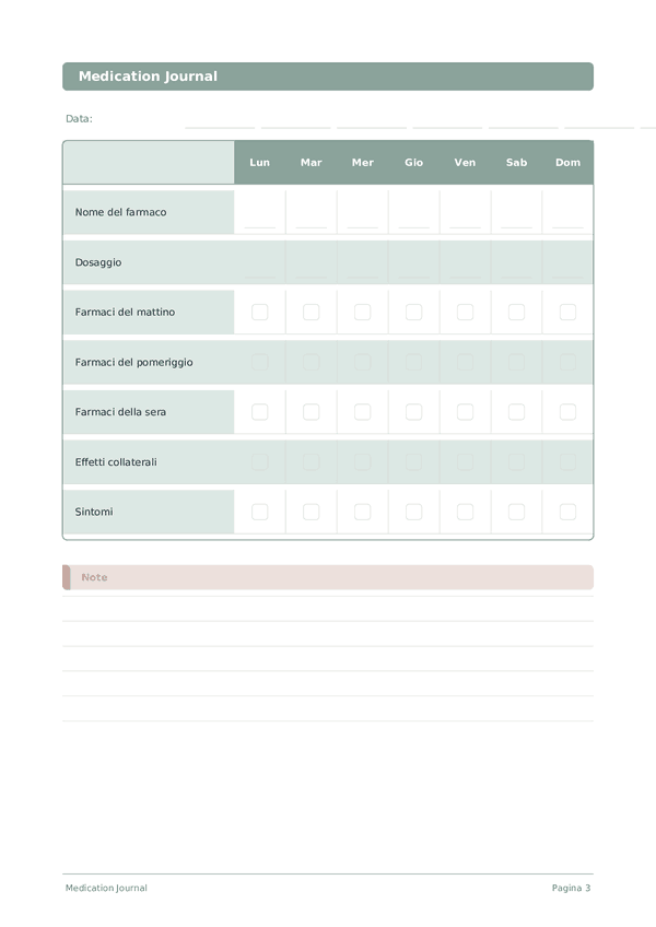Medication Journal — anteprima pagina