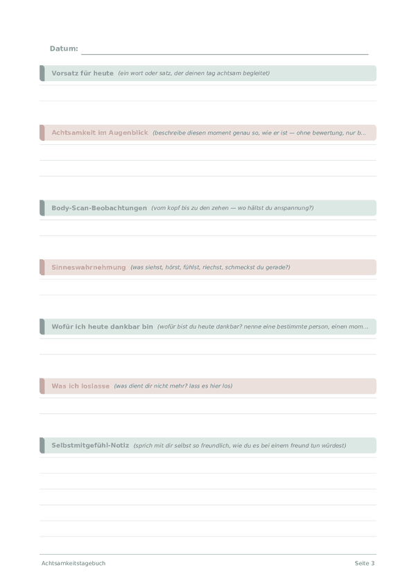 Achtsamkeitstagebuch