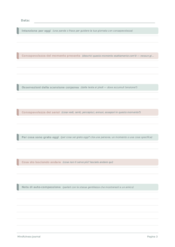 Mindfulness Journal — anteprima pagina