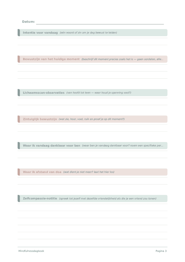 Mindfulnessdagboek