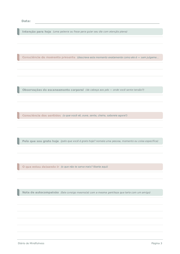 Diário de Mindfulness