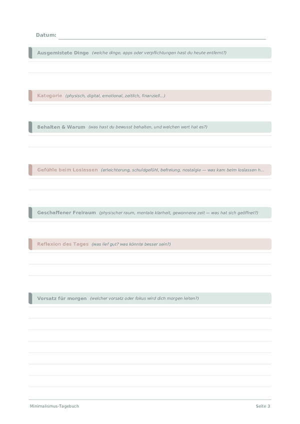 Minimalismus-Tagebuch