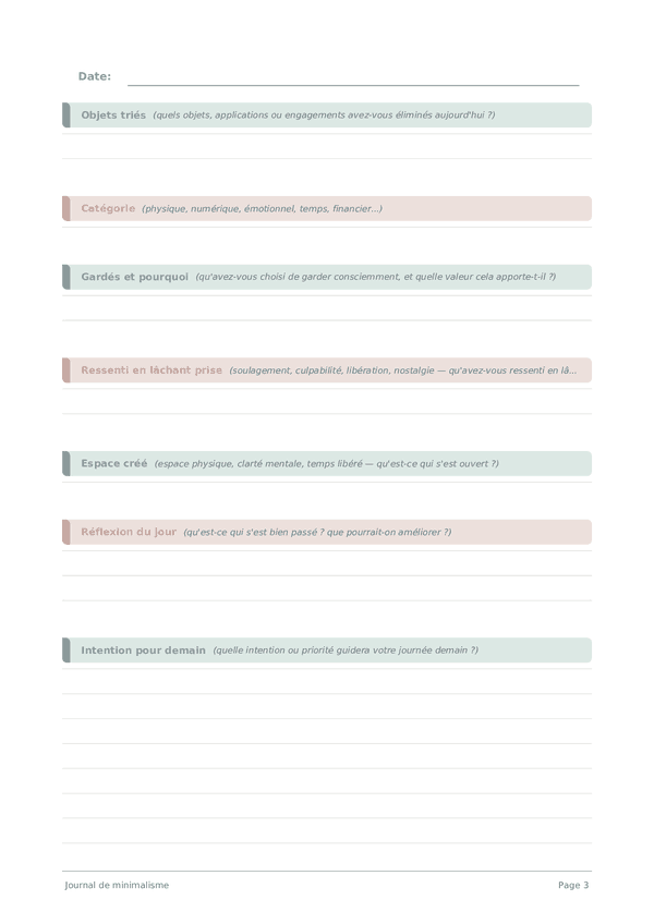Journal de minimalisme
