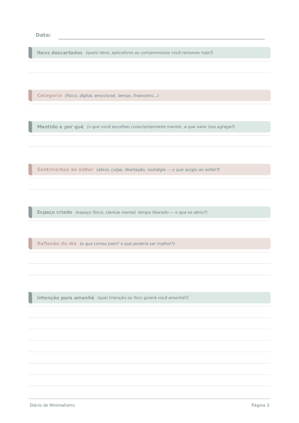 Diário de Minimalismo