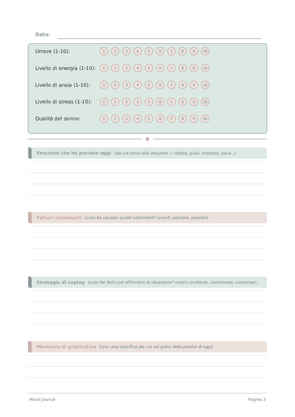 Mood Journal — anteprima pagina