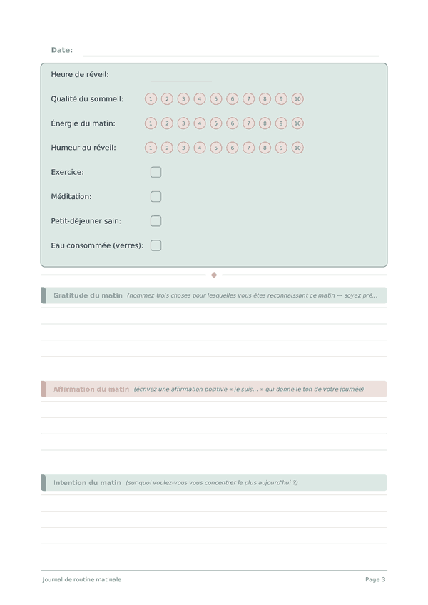 Journal de routine matinale
