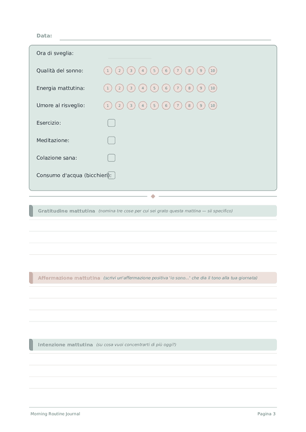 Morning Routine Journal — anteprima pagina