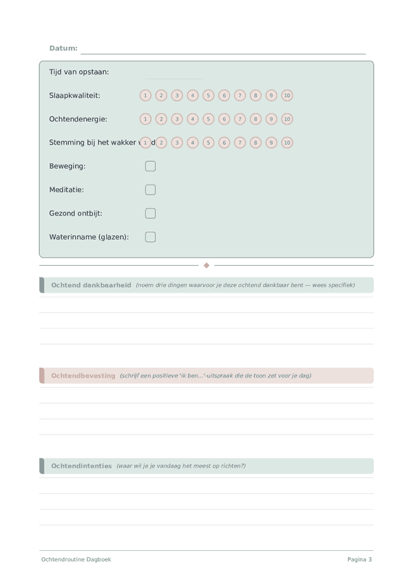 Ochtendroutine Dagboek