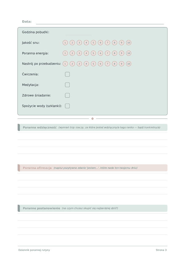 Dziennik porannej rutyny