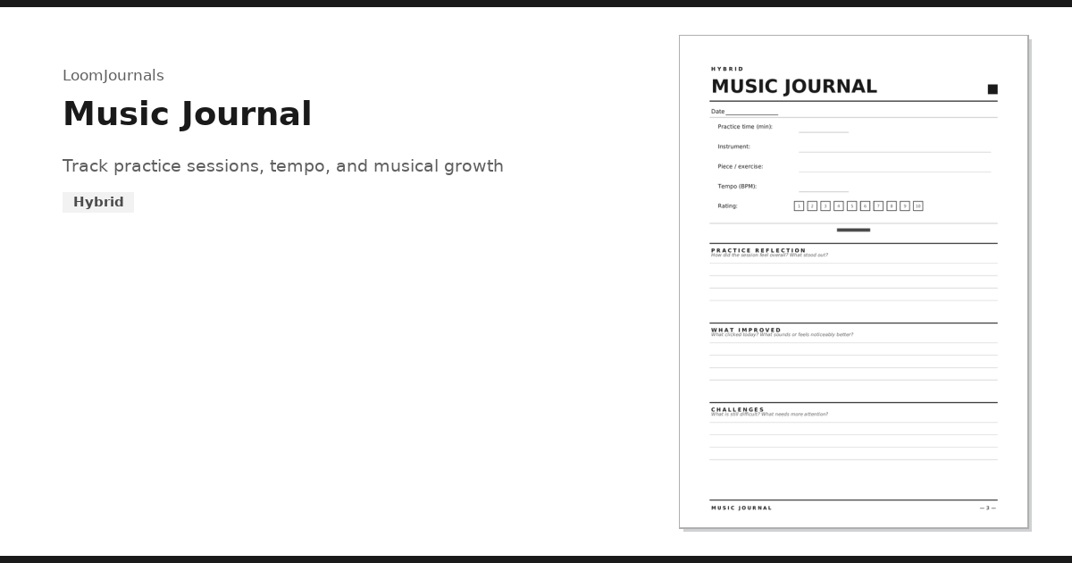 Soundtrack Jourcal Example Free Printable “Music Journal” Template in PDF Format — LoomJournals