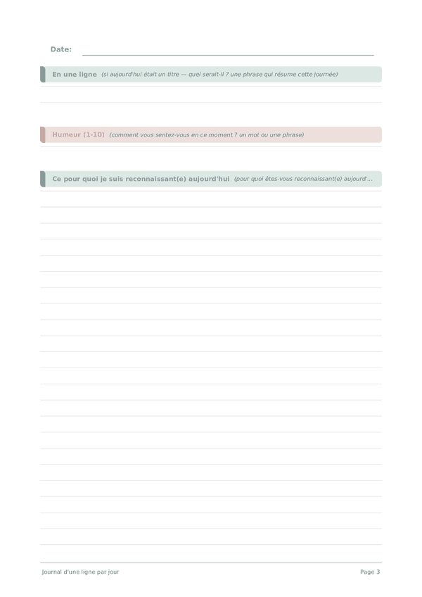 Journal d'une ligne par jour