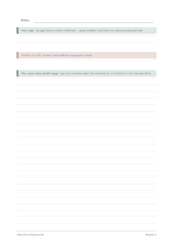 One Line a Day Journal — anteprima pagina