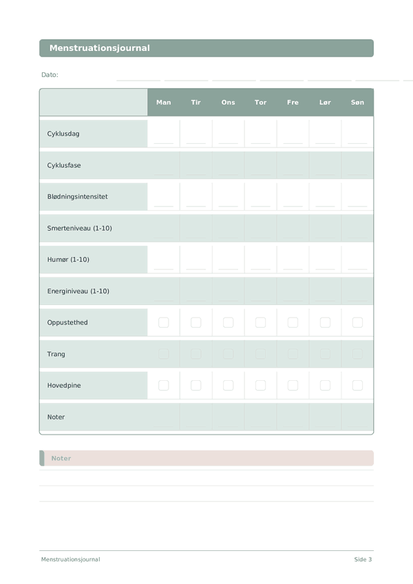 Menstruationsjournal