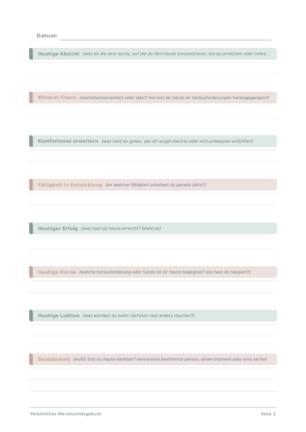 Persönliches Wachstumstagebuch