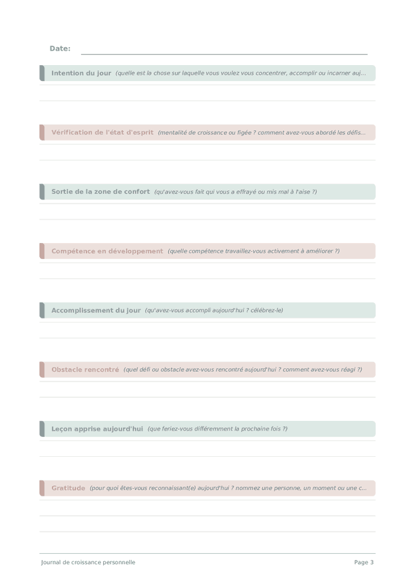 Journal de croissance personnelle