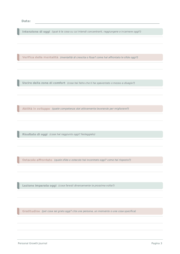 Personal Growth Journal — anteprima pagina