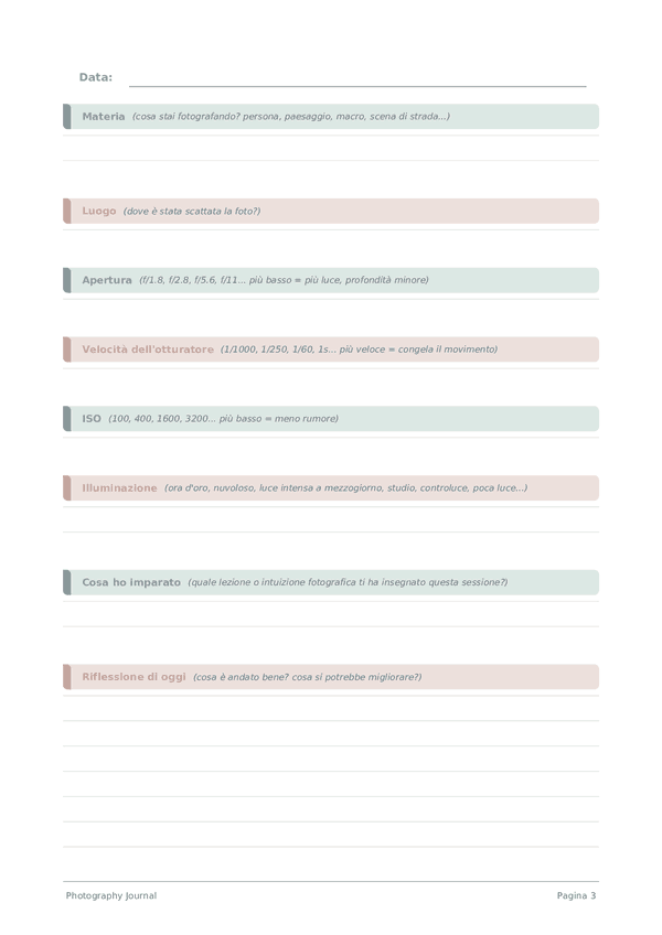 Photography Journal — anteprima pagina