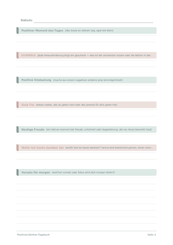 Positives-Denken-Tagebuch