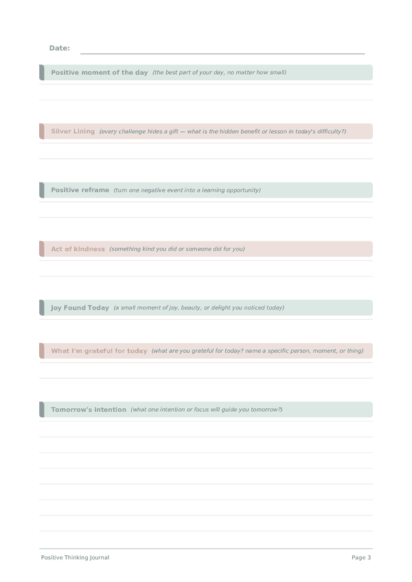 Positive Thinking Journal