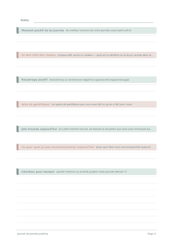 Journal de pensée positive