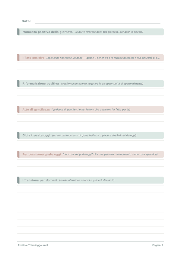 Positive Thinking Journal — anteprima pagina