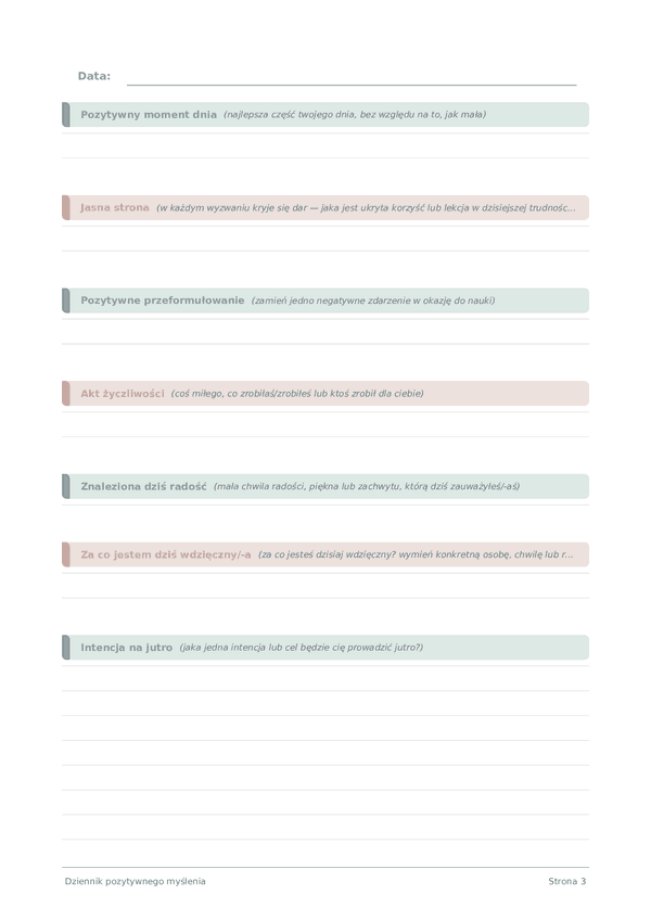Dziennik pozytywnego myślenia