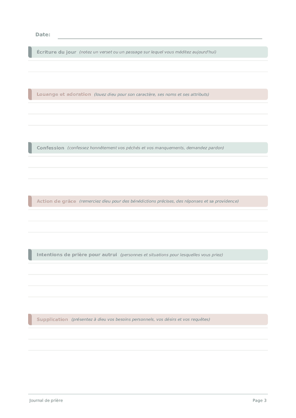 Journal de prière