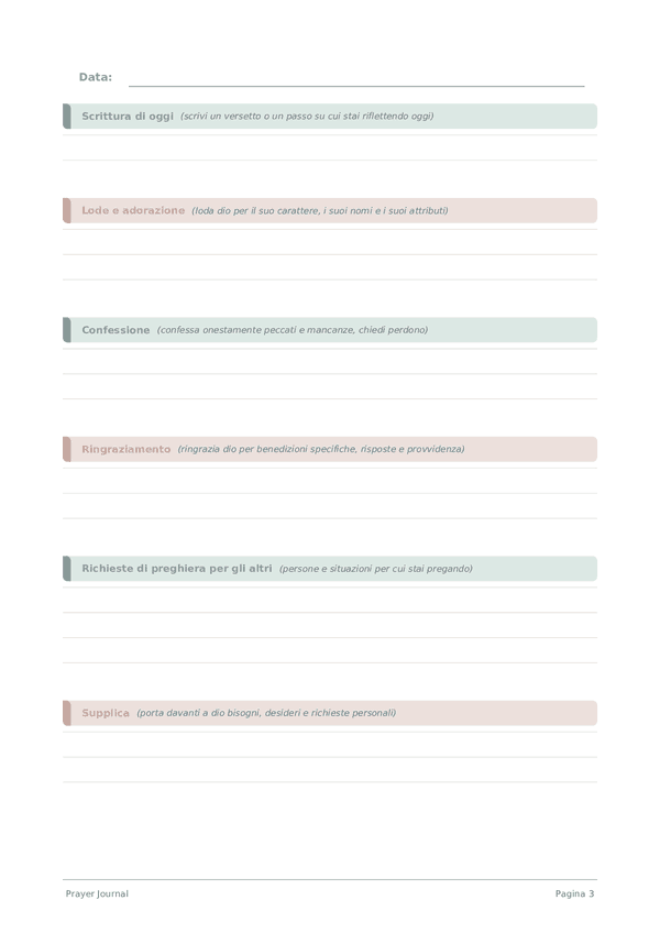 Prayer Journal — anteprima pagina