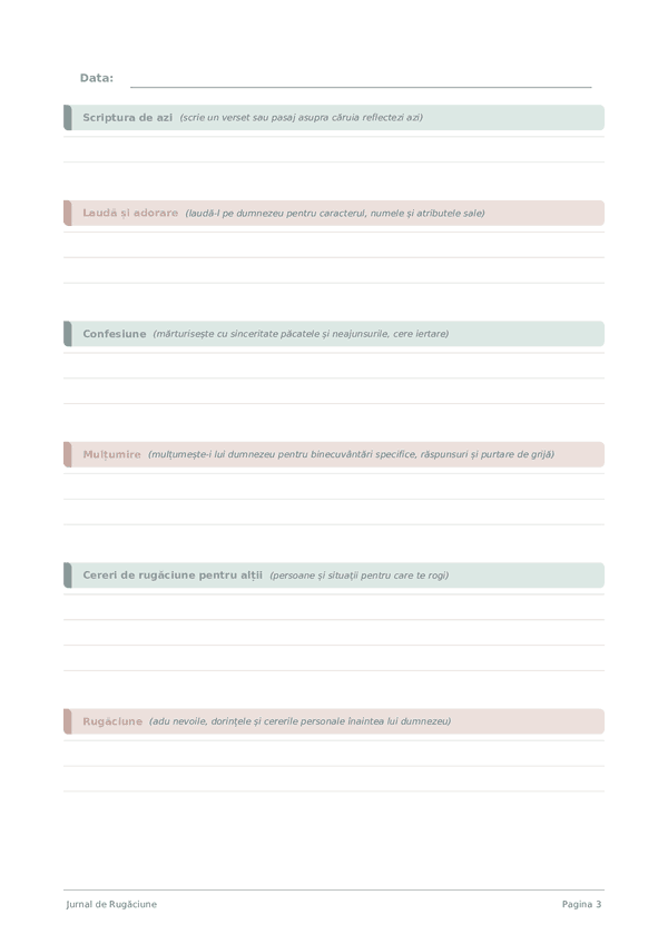 Jurnal de Rugăciune — previzualizare pagină