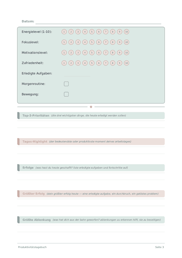 Produktivitätstagebuch