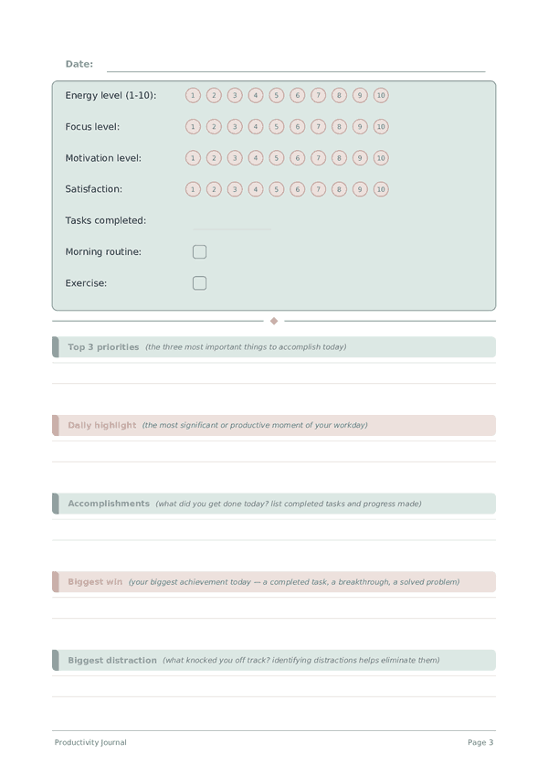 Productivity Journal