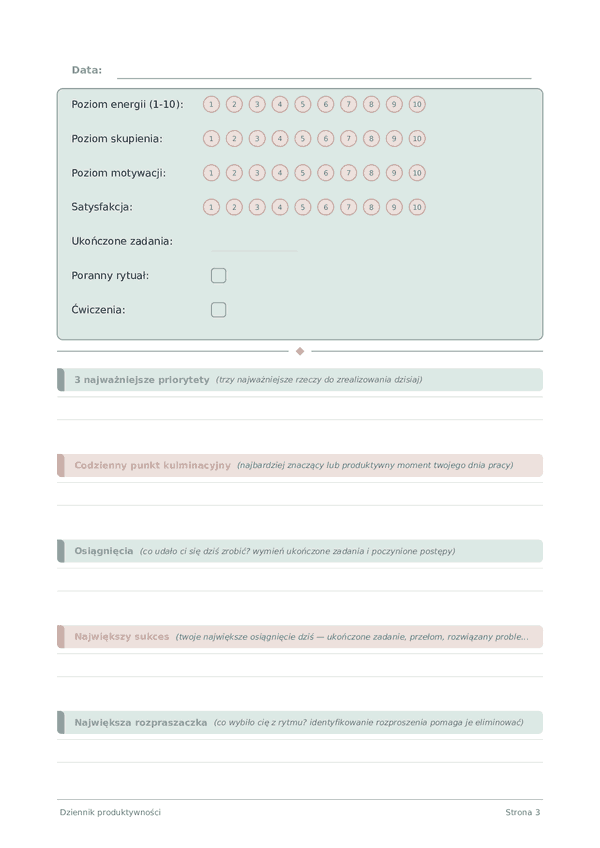 Dziennik produktywności