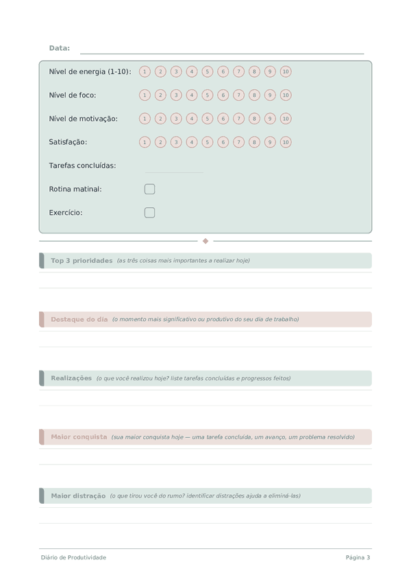 Diário de Produtividade