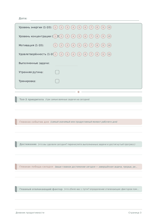 Дневник продуктивности