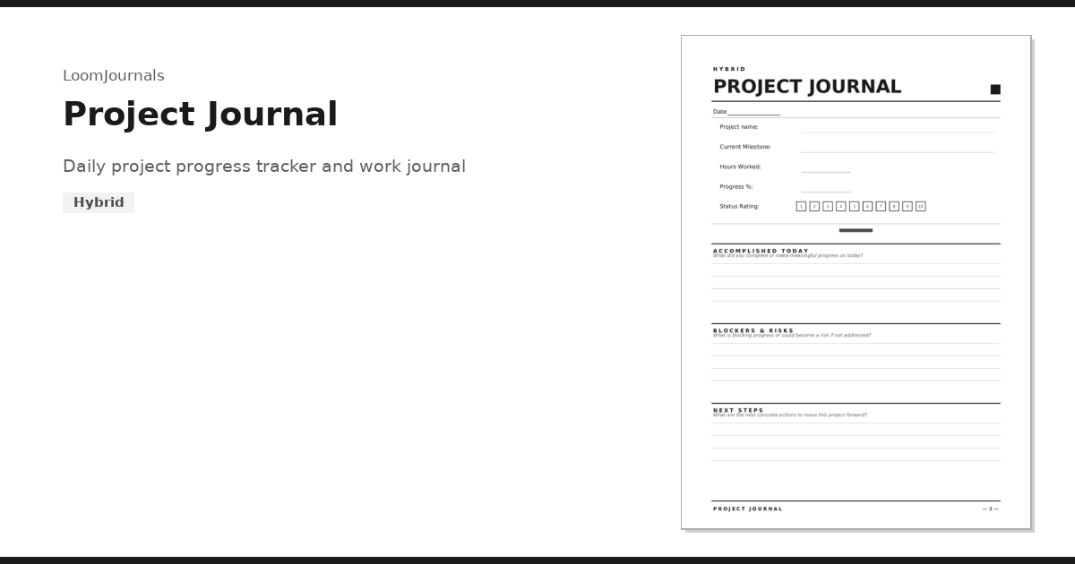 Project Journal For Code Free Printable “Project Journal” Template in PDF Format — LoomJournals