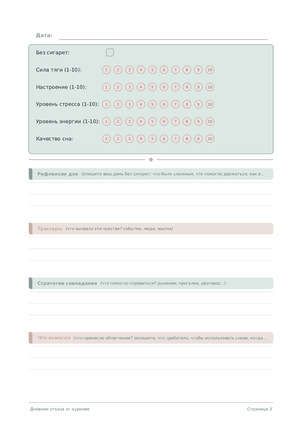Дневник отказа от курения