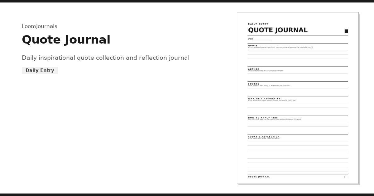 Free Printable “Quote Journal” Template in PDF Format — LoomJournals