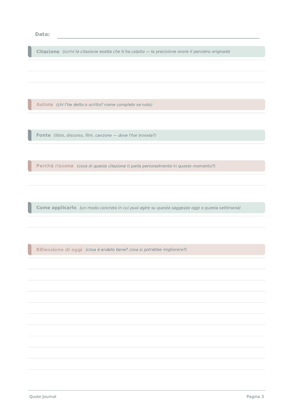 Quote Journal — anteprima pagina