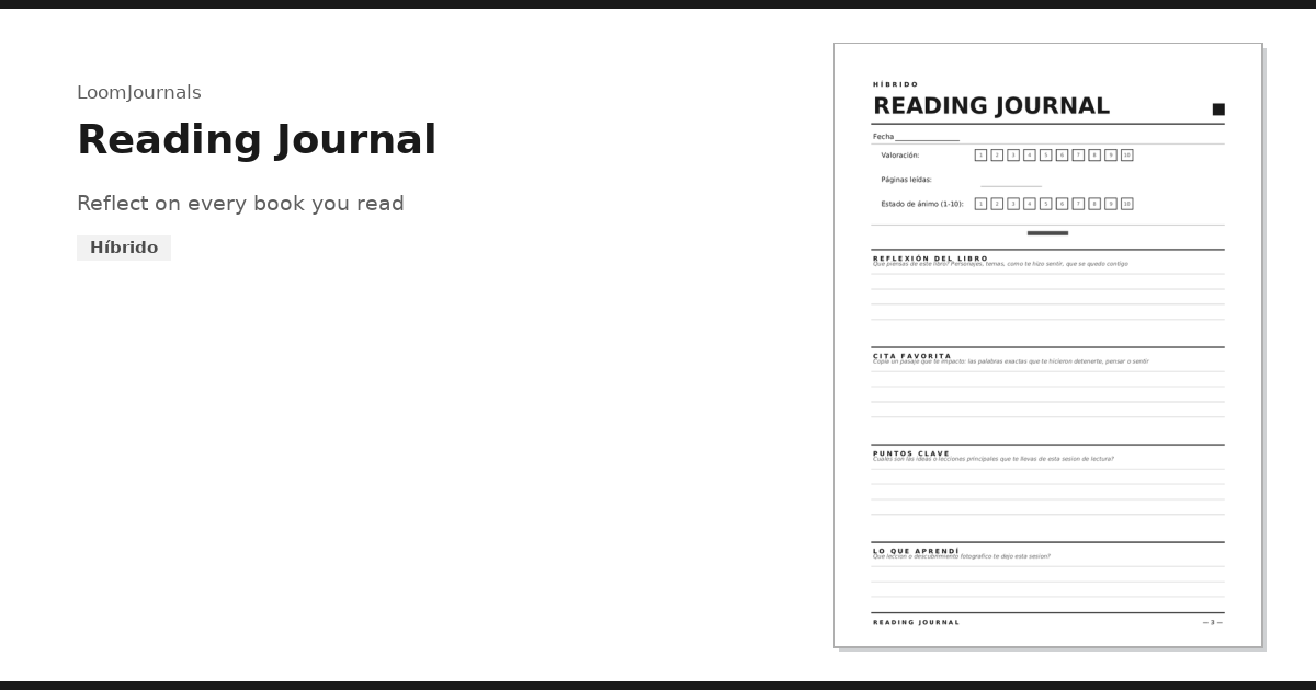 Plantilla gratuita e imprimible de «Reading Journal» en formato PDF ...
