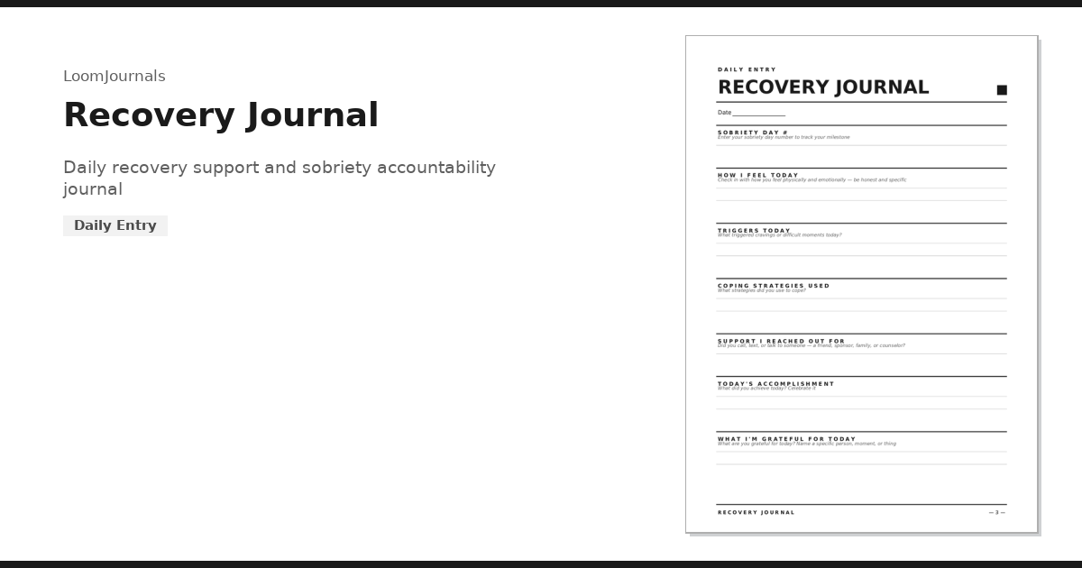 Recovery Room Notes.pdf Free Printable “Recovery Journal” Template in PDF Format — LoomJournals