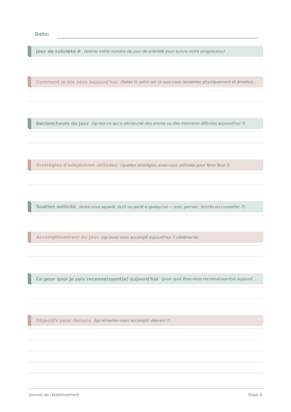 Journal de rétablissement