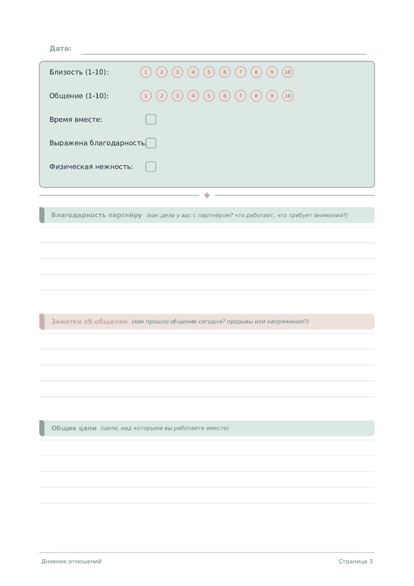 Дневник отношений