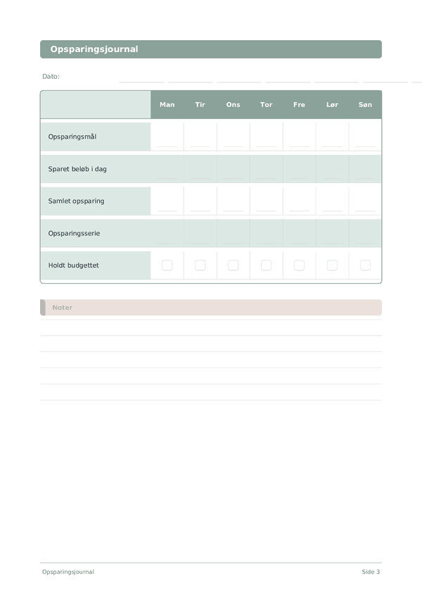 Opsparingsjournal