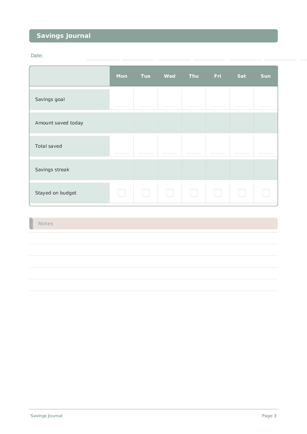 Savings Journal