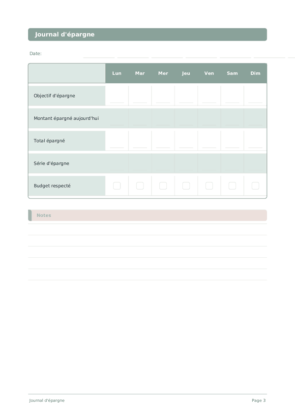Journal d'épargne