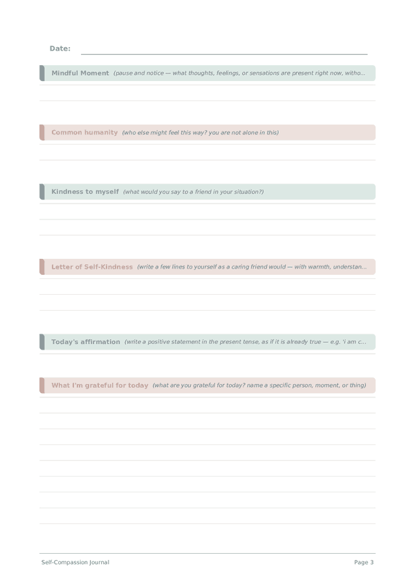 Self-Compassion Journal