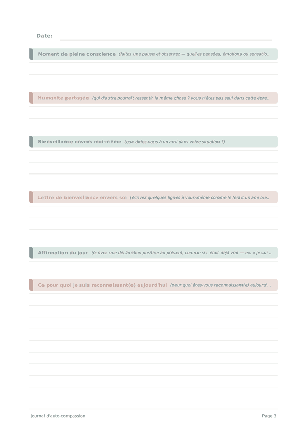Journal d'auto-compassion