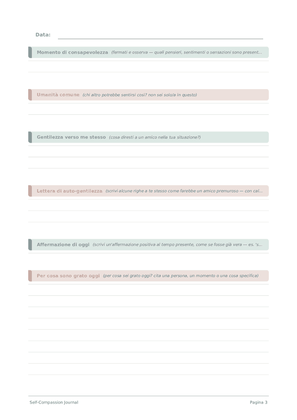 Self-Compassion Journal — anteprima pagina