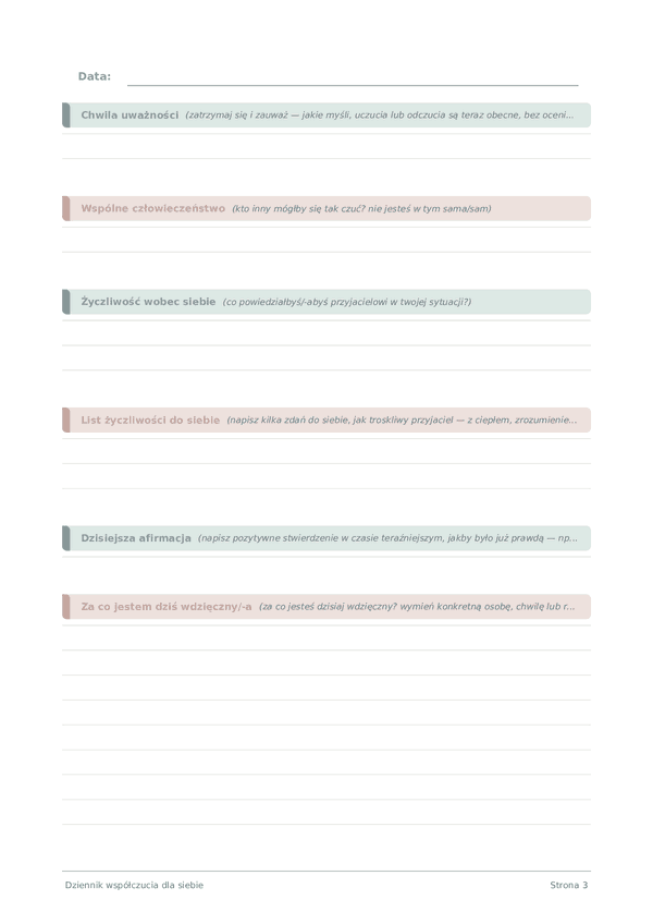 Dziennik współczucia dla siebie