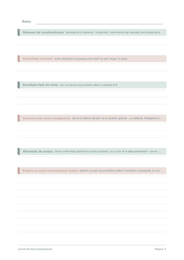 Jurnal de Auto-Compasiune